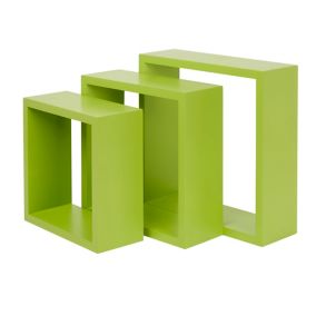 Lot de 3 étagères cubes murales modulables Rigga Form P. 9,8 cm vert