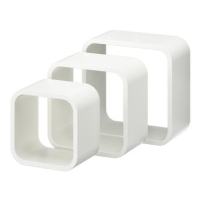 Lot de 3 étagères Cube Blanc Petit modèle - Décoration Murale - Eminza