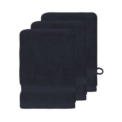 Lot de 3 gants de toilette 550 g/m² Bleu Nuit 16x22 cm LUXURY