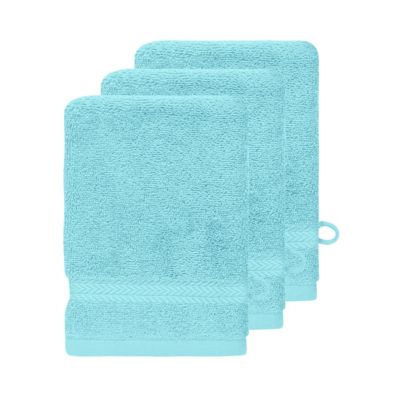 Lot de 3 gants de toilette 550 g/m² Bleu Turquoise 16x22 cm LUXURY