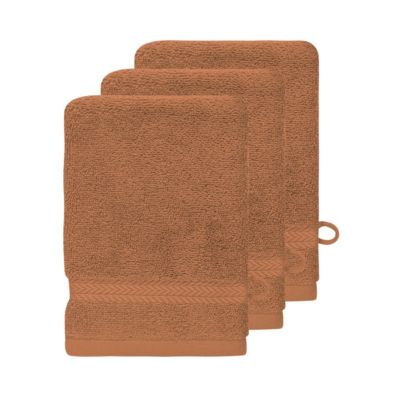 Lot de 3 gants de toilette 550 g/m² Brique 16x22 cm LUXURY