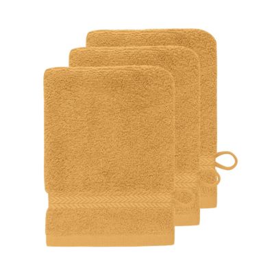 Lot de 3 gants de toilette 550 g/m² Caramel 16x22 cm LUXURY