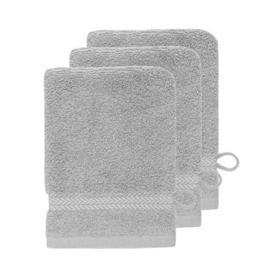 Lot de 3 gants de toilette 550 g/m² Gris Perle 16x22 cm LUXURY