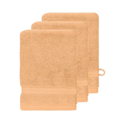 Lot de 3 gants de toilette 550 g/m² Pêche 16x22 cm LUXURY