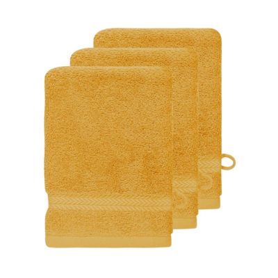 Lot de 3 gants de toilette 550 g/m² Safran 16x22 cm LUXURY