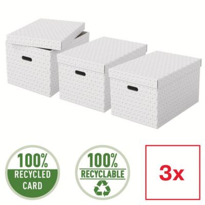 Lot de 3 grandes boîtes en carton élégantes Home L - Blanc