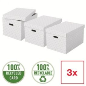 Lot de 3 grandes boîtes en carton élégantes Home L - Blanc
