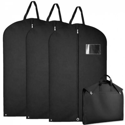 Lot de 3 housses pour vêtements à suspendre, premium pliable avec fenêtre transparente - 60 x 120 cm - Noir - Vivezen
