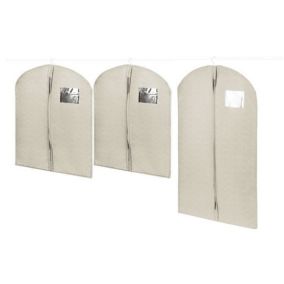 Lot de 3 housses pour vêtement Compactor Nancy beige 2 courts + 1 long