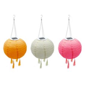 Lot de 3 lampion solaire SHANGRI LA Orange Nylon D20cm