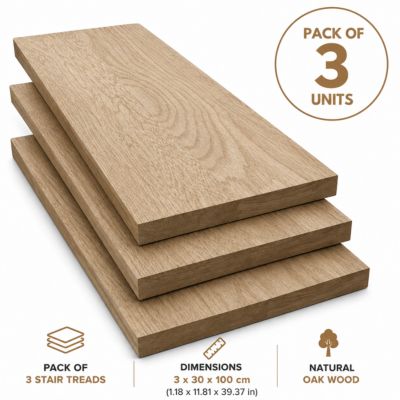 Lot de 3 marches d'escalier en bois de chêne 3x 32x 100 cm