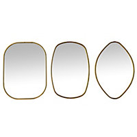Lot de 3 miroirs de formes organiques 30 x 40 cm, 2 x 27 x 40 cm doré