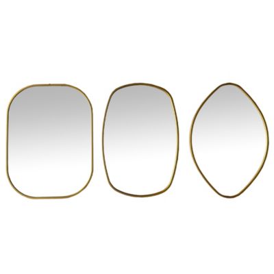 Lot de 3 miroirs de formes organiques 30 x 40 cm, 2 x 27 x 40 cm doré
