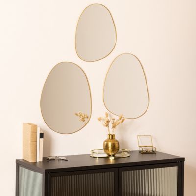 Lot de 3 miroirs organiques "Lida" L32/44,5/47cm or - Atmosphera Créateur d'intérieur