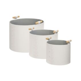 Lot de 3 paniers ARAM Cuir PU Blanc cassé