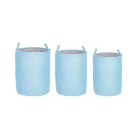 Lot de 3 paniers ARCHA Coton Bleu clair