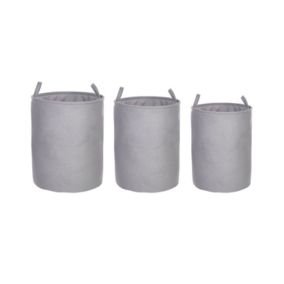 Lot de 3 paniers ARCHA Coton Gris