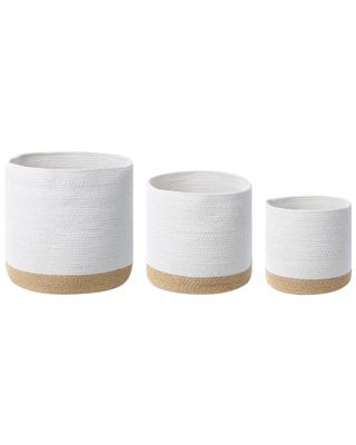 Lot de 3 paniers BASIMA Coton Blanc