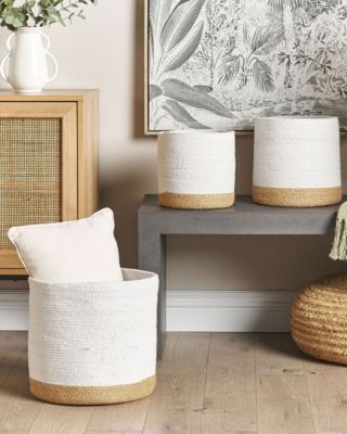 Lot de 3 paniers BASIMA Coton Blanc