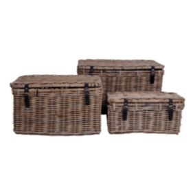 Lot de 3 Paniers Décoratifs de Rangement Depok, Marron, Rotin, 81x51x48 cm, EPIKASA