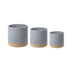 Lot de 3 paniers en coton beige et gris BASIMA