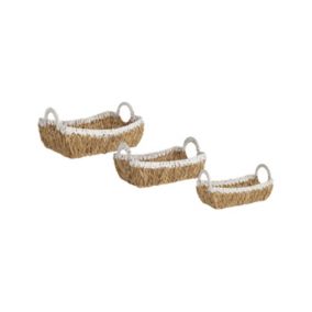 Lot de 3 paniers en jacinthe d'eau ton naturel CAMPHA