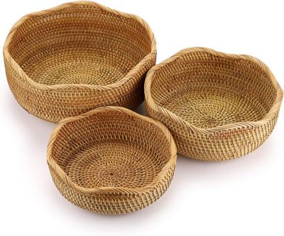 Lot de 3 paniers en osier pour fruits et rangement