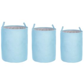 Lot de 3 paniers en tissu polyester bleu ARCHA