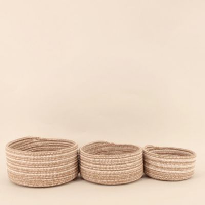 Lot de 3 paniers ronds en corde de coton