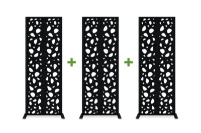 Lot de 3 panneaux décoratifs SUNNY Noir H.160cm motifs sur les côtés