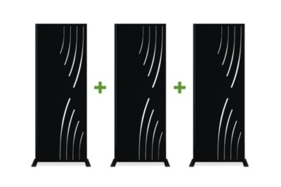 Lot de 3 panneaux décoratifs VELETA Noir H.160cm motifs côté droit