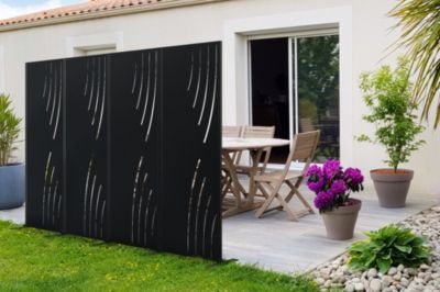Lot de 3 panneaux décoratifs VELETA Noir H.160cm motifs côté droit