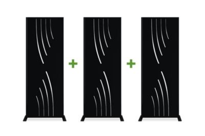 Lot de 3 panneaux décoratifs VELETA Noir H.160cm motifs intégral