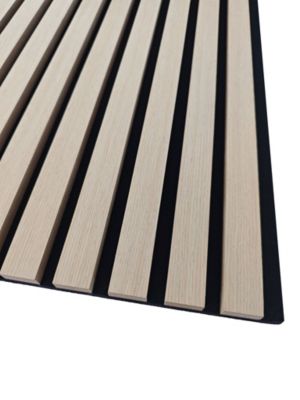 Lot de 3 Panneaux Muraux Décoratifs Acoustiques Bois MDF 240x60cm chêne naturel  AntiBruit, Facile à Poser