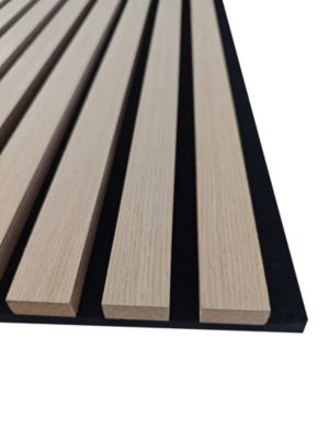 Lot de 3 Panneaux Muraux Décoratifs Acoustiques Bois MDF 240x60cm chêne naturel  AntiBruit, Facile à Poser
