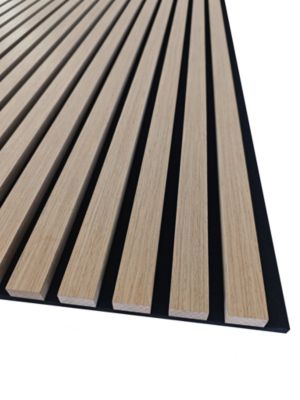 Lot de 3 Panneaux Muraux Décoratifs Acoustiques Bois MDF 260x30cm Chêne foncé  AntiBruit, Facile à Poser