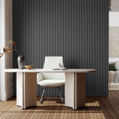 Lot de 3 Panneaux Muraux Décoratifs Acoustiques Bois MDF 260x30cm Chêne grisé  AntiBruit, Facile à Poser