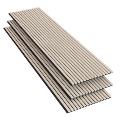 Lot de 3 panneaux muraux décoratifs et acoustiques en bois de la gamme Ocean - Ep. 21 mm - 240 x 60 cm -  chêne naturel