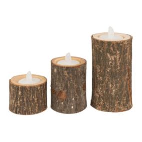 Lot de 3 Photophores "Marron Glacé" 11cm Naturel