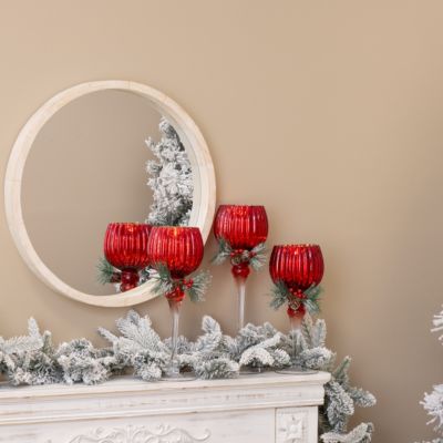 Lot de 3 photophores sur pied avec branches 40cm - Atmosphera Créateur d'intérieur