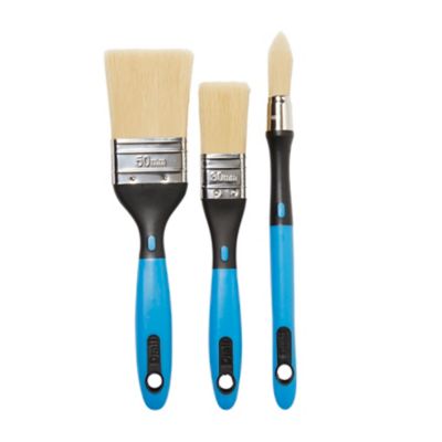 Lot de 3 pinceaux plats 30, 50 mm et à rechampir 15 mm Diall