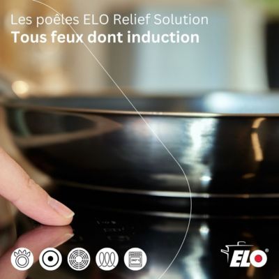 Lot de 3 Poêles 24/28/32cm et 1 Faitout 12cm Elo Relief Solution