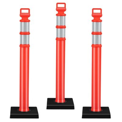 Lot de 3 Poteaux de Signalisation Barrières de Parking Flexibles