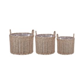 Lot de 3 pots de fleurs PENDULA Polyrotin Naturel