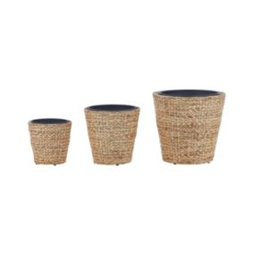 Lot de 3 pots de fleurs PLAKA Osier Naturel