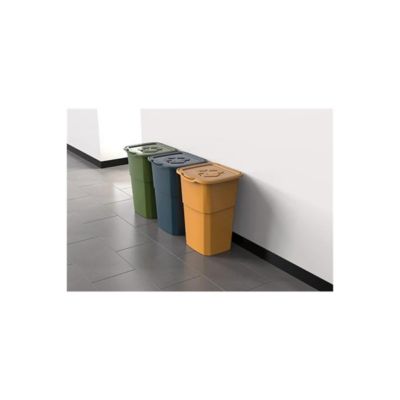 Lot de 3 Poubelles de tri Jaune/bleu/Vert 39 x 36 x 54 cm avec Couvercle Capacité 3 X 50L DEA HOME