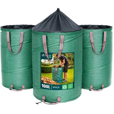 Lot de 3 Sac de Jardin Pop up 100L en Polyéthylène avec Poignées VOUNOT