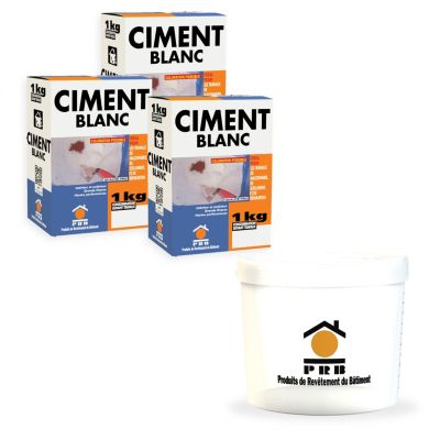 Lot de 3 sacs Ciment Blanc Extra Fin 1 kg avec seau doseur inclus