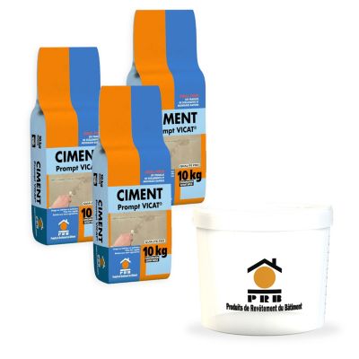 Lot de 3 sacs Ciment Prompt Vicat 10 kg avec seau doseur inclus