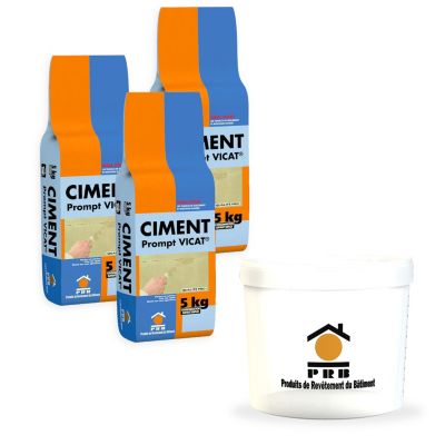 Lot de 3 sacs Ciment Prompt Vicat 5 kg avec seau doseur inclus